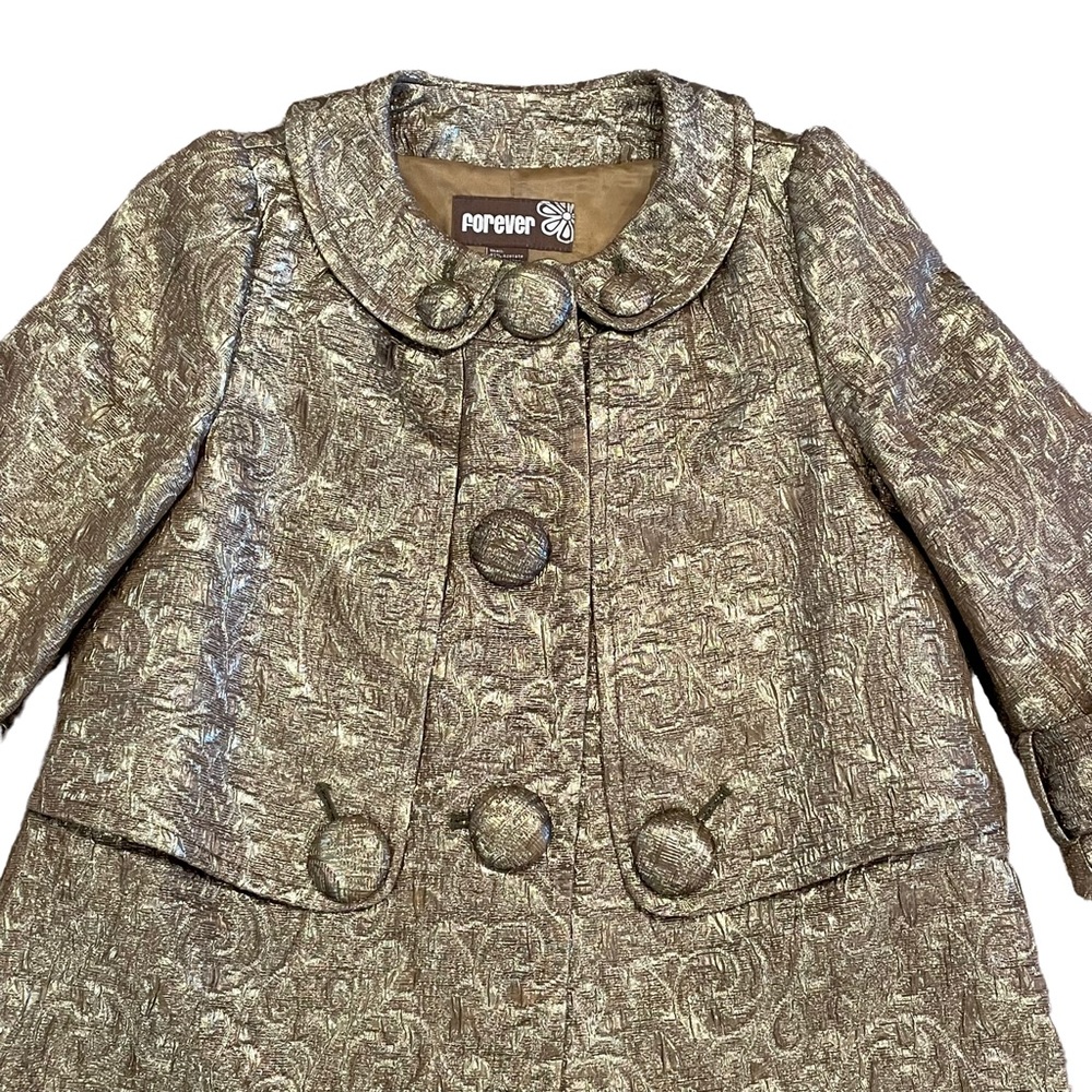NEW Gold Brocade Retro Overcoat - Picture 12 of 13